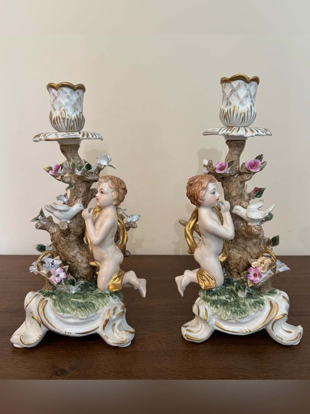 Vintage Sorelle Pair of porcelain candle holders